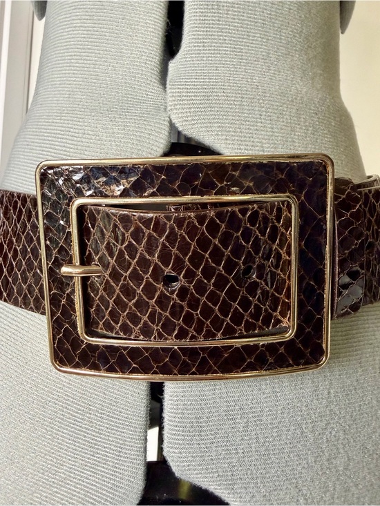 Banana Republic Snake-Embossed Patent Leather 1.75” Belt, wrapped buckle, 28-32L main image 9
